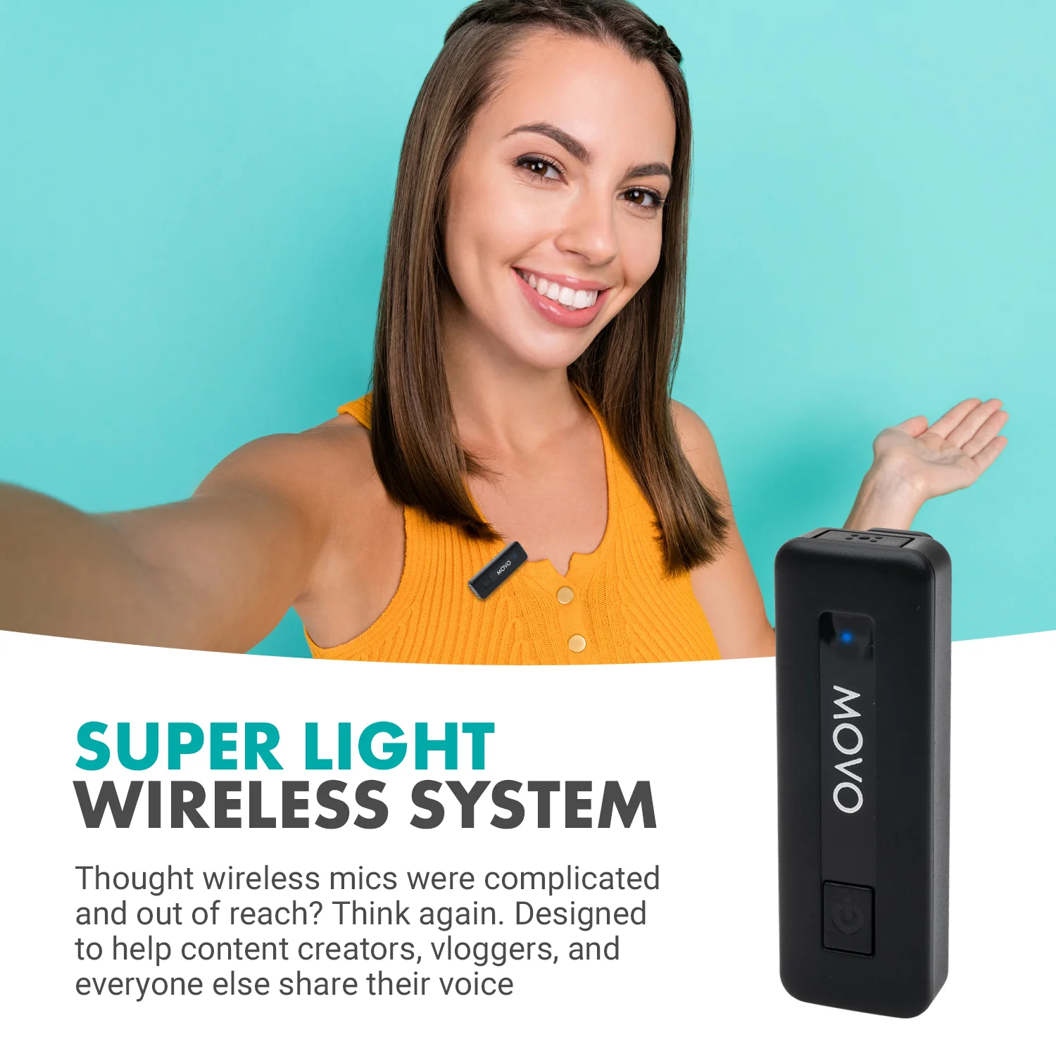 Wireless Mini UC-IP | Wireless Lavalier Microphone System for iPhone 15 | Movo - Image 2