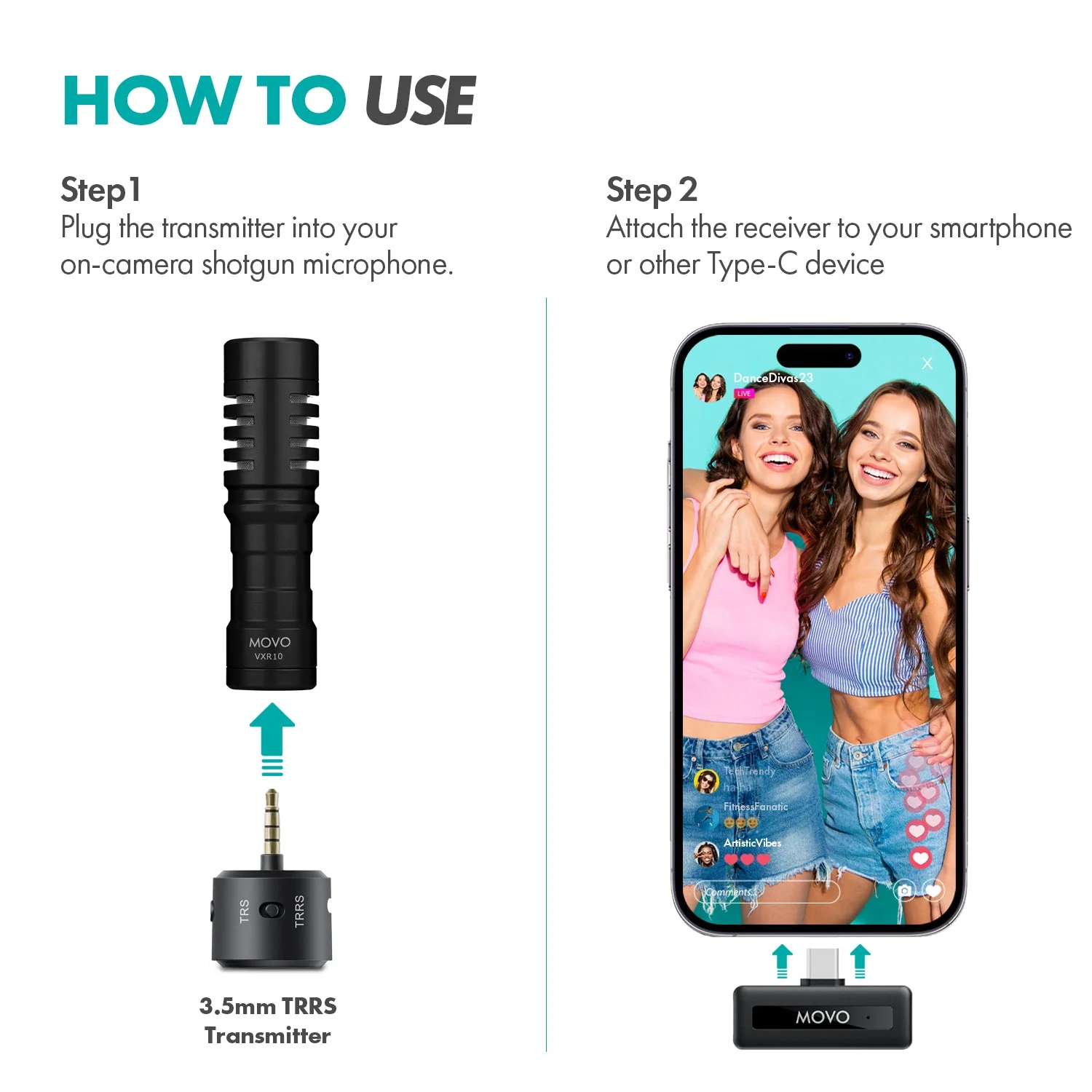 WM-VXR10 | Wireless Microphone for Shotgun | Movo - Image 8