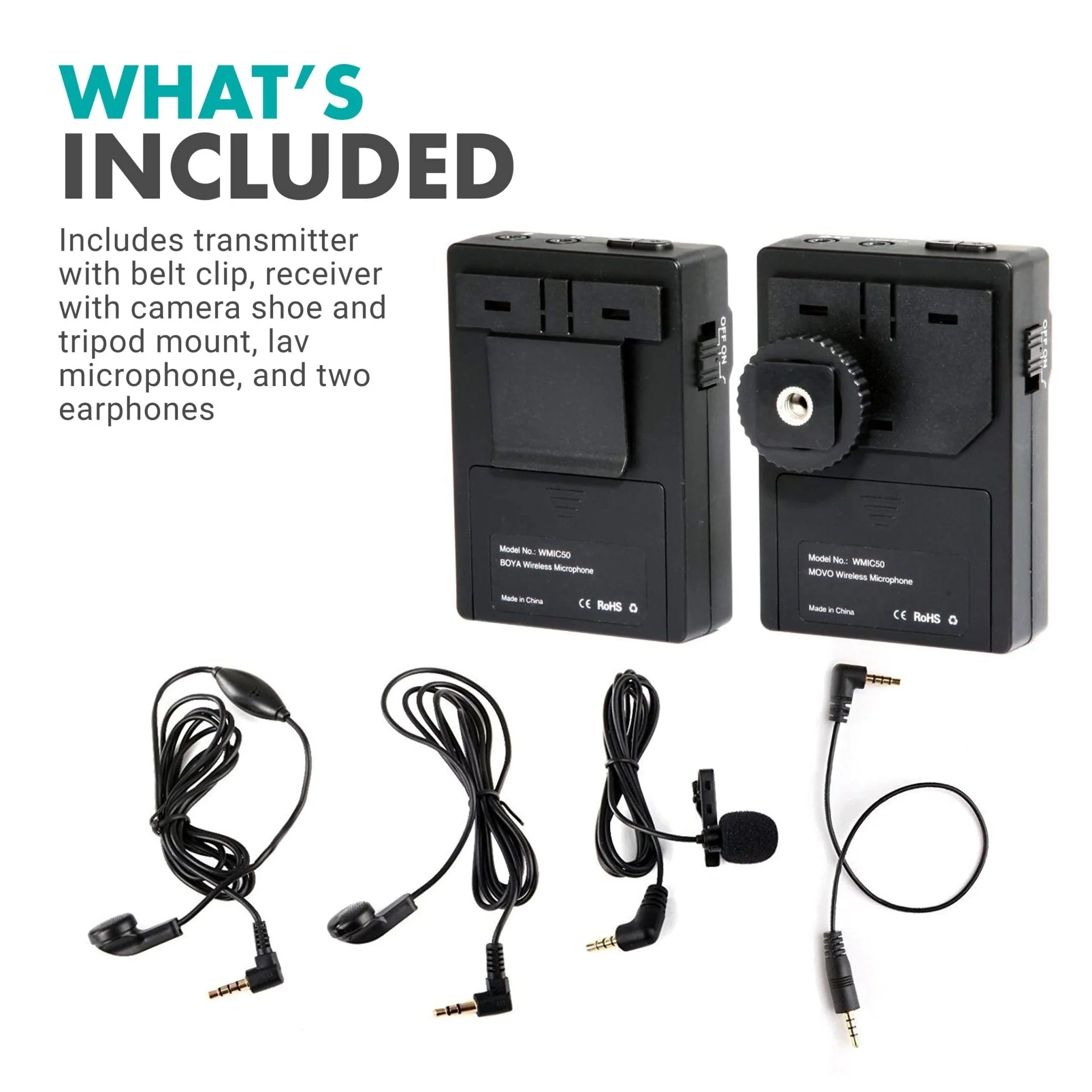 WMIC50 | 2.4GHz Wireless Microphone Lavalier System | Movo - Image 6