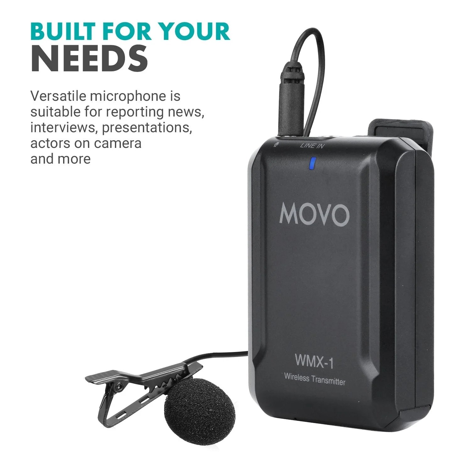 WMX-1-TX | Wireless Transmitter W/ Lav Microphone | Movo - Image 5