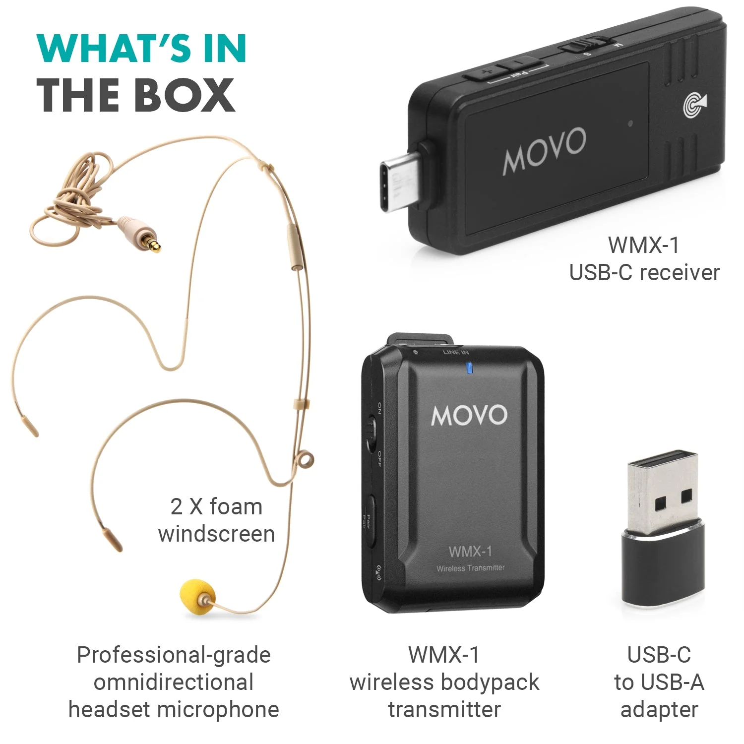 WMX-1-UH | Wireless USB and USB-C Lavalier Microphone | Movo - Image 7