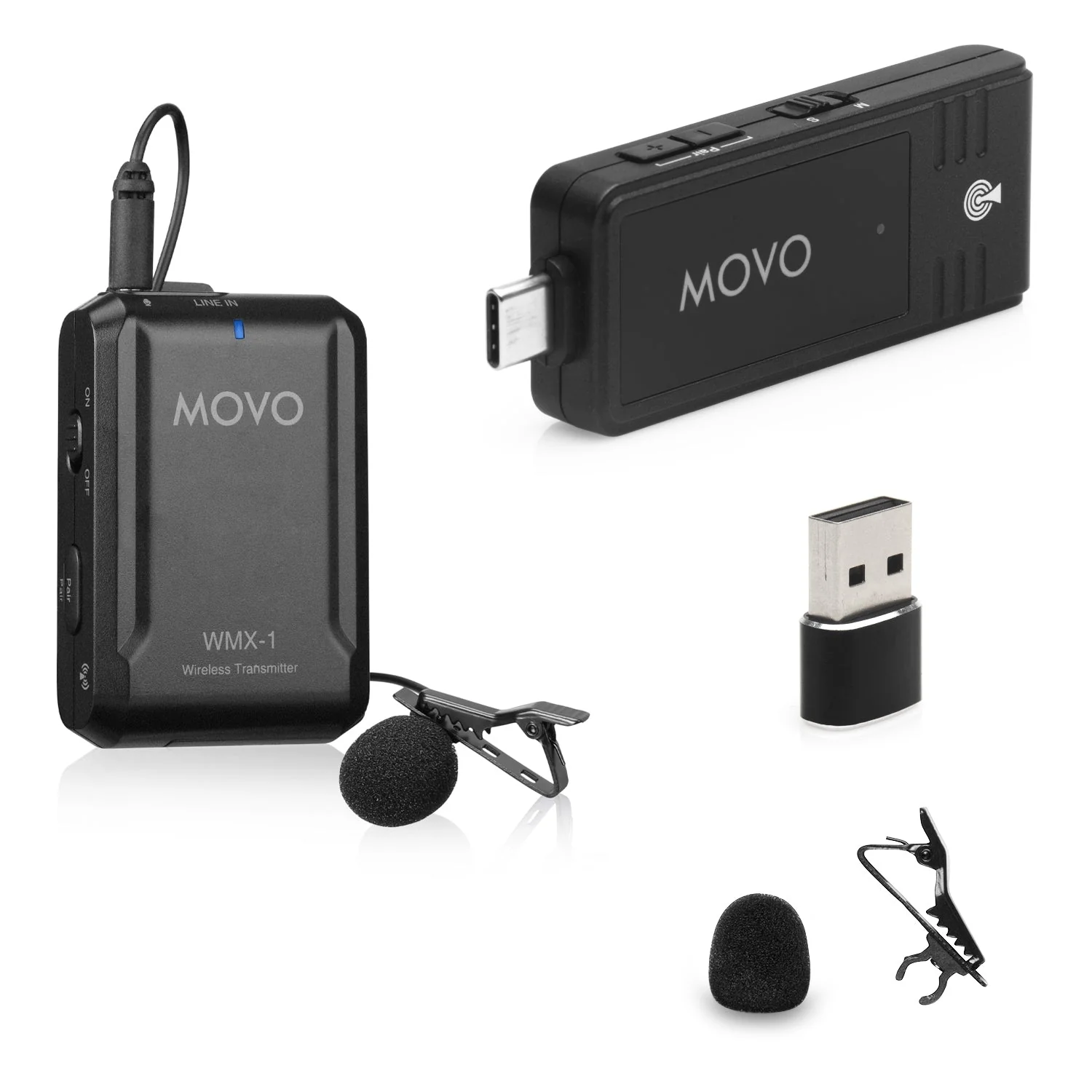 WMX-1-UL | Wireless USB and USB-C Lavalier Microphone | Movo