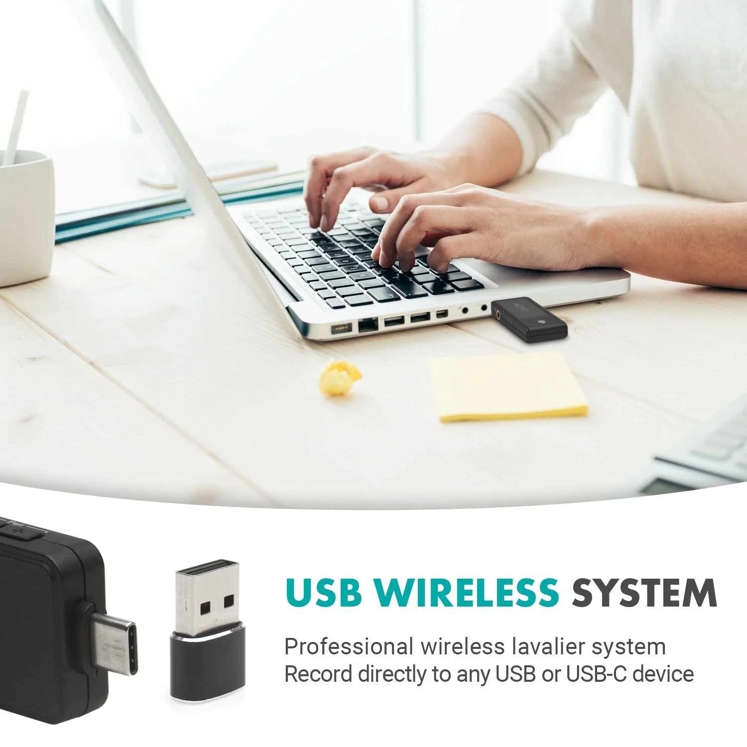 WMX-1-UL | Wireless USB and USB-C Lavalier Microphone | Movo - Image 2