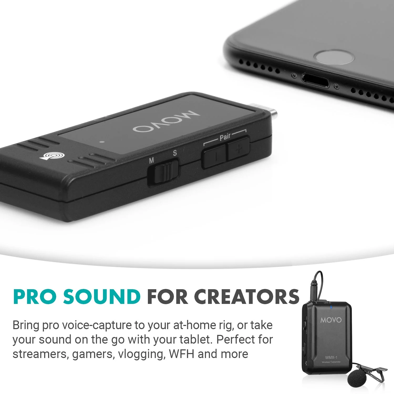 WMX-1-UL | Wireless USB and USB-C Lavalier Microphone | Movo - Image 3