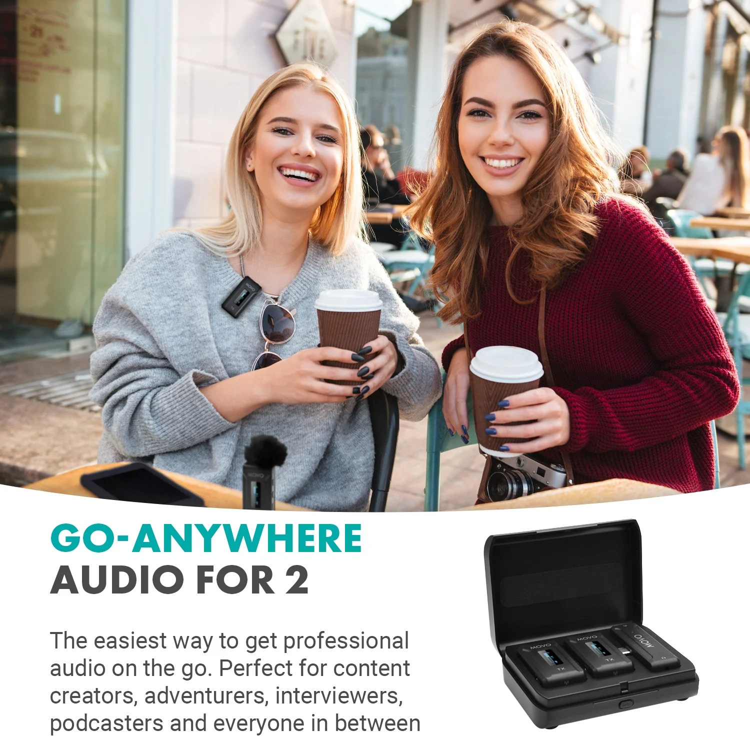 WMX-2-C-DUO | Android Dual Wireless Lav Mic System | Movo - Image 4