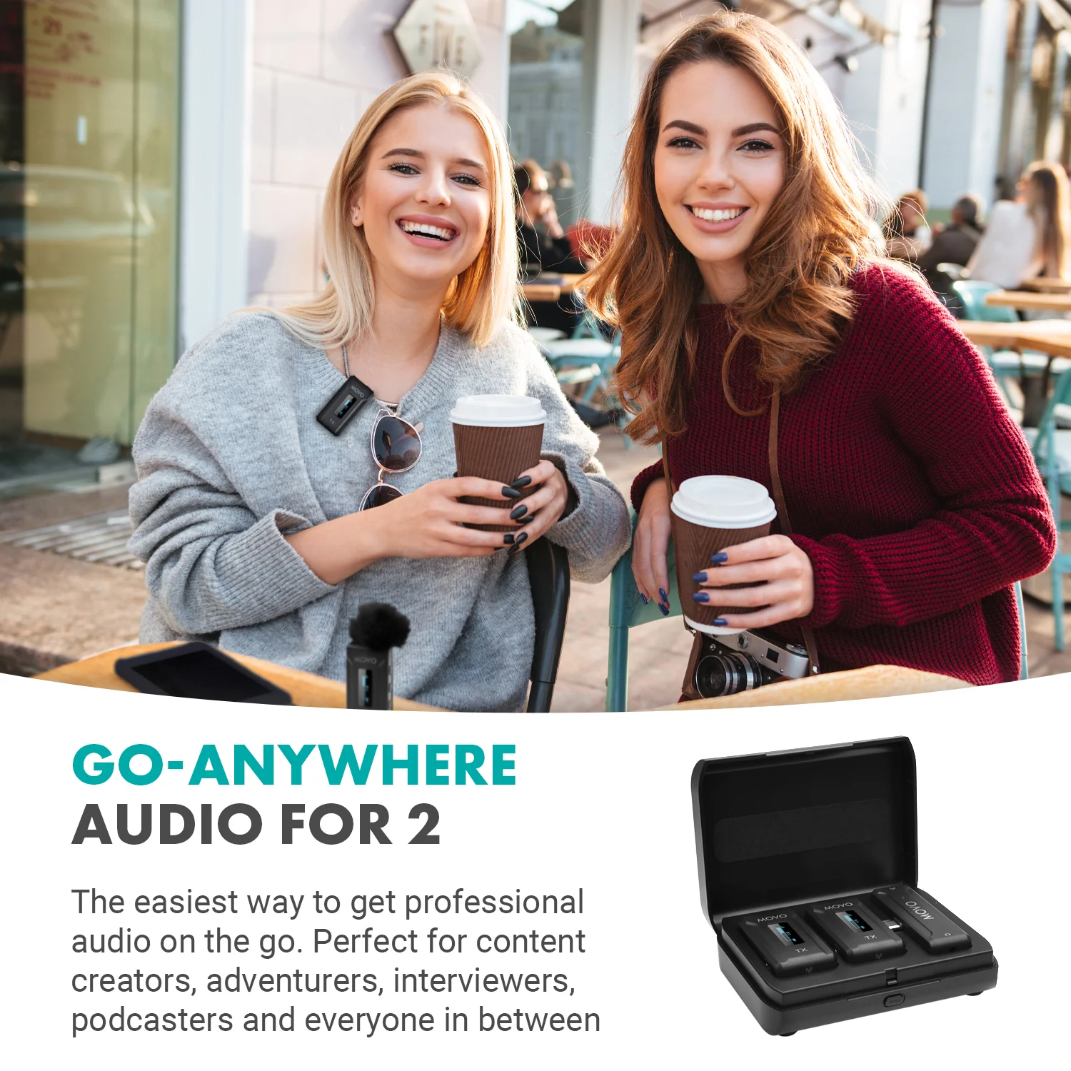 WMX-2-C-DUO-IP | iPhone 15 Dual Wireless Lav Mic System | Movo - Image 3
