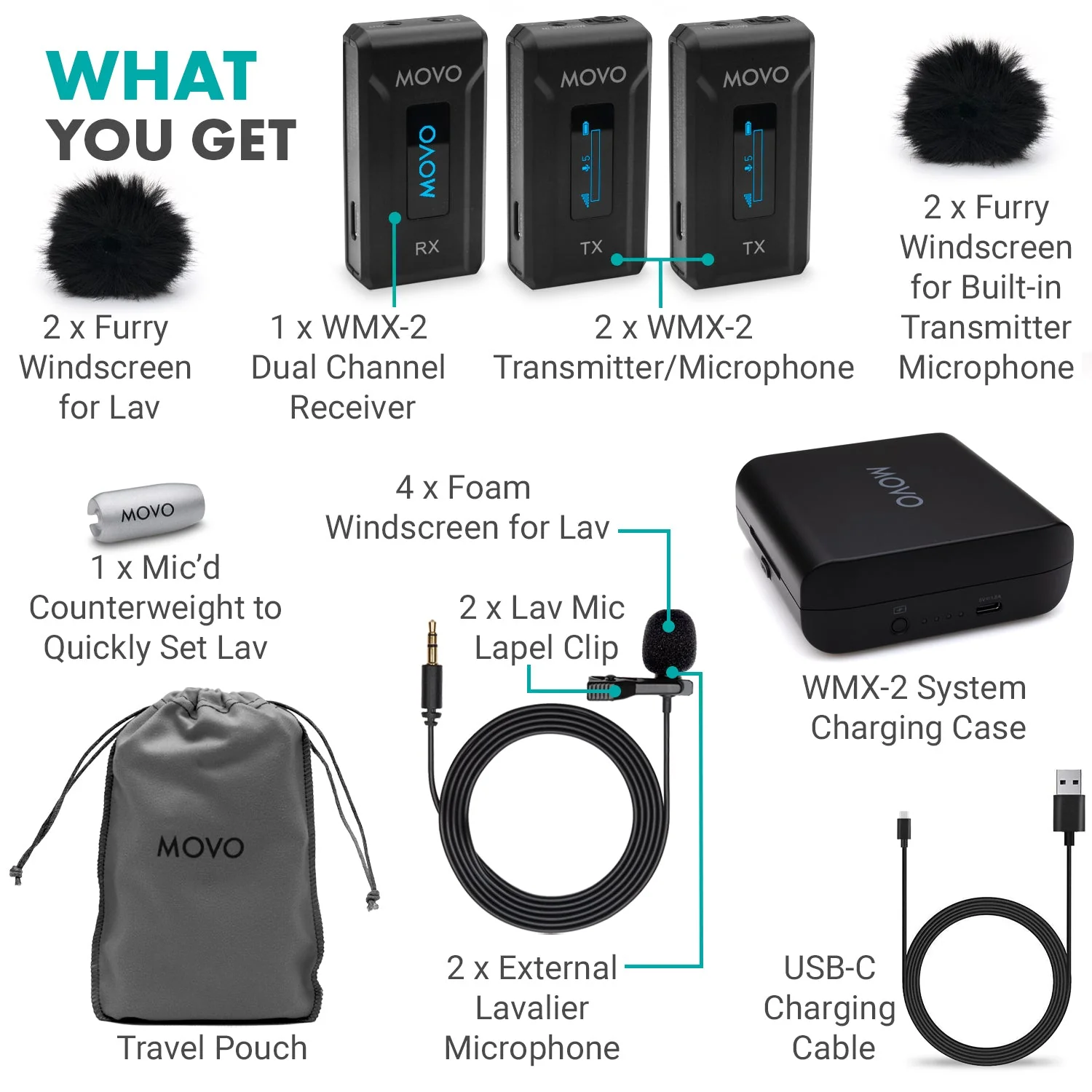 WMX-2-DUO | Dual Wireless Lav Mic System | Movo - Image 9