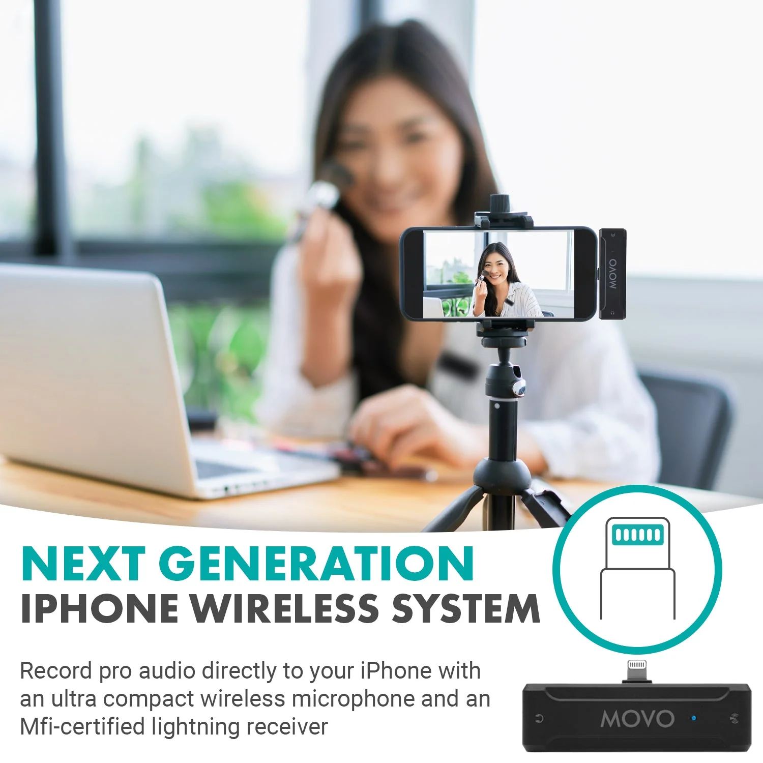 WMX-2-L | Wireless Lavalier Microphone for iPhone | Movo - Image 2
