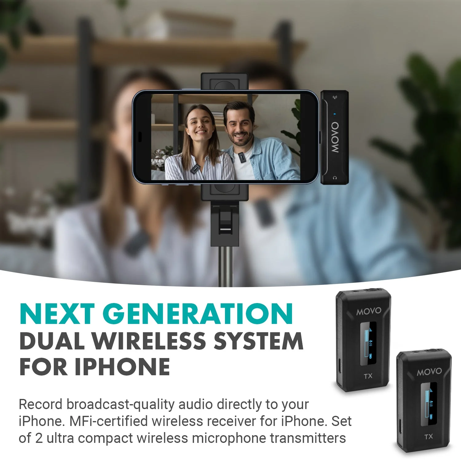 WMX-2-L-DUO | iPhone Wireless Lav Mic System | Movo - Image 3