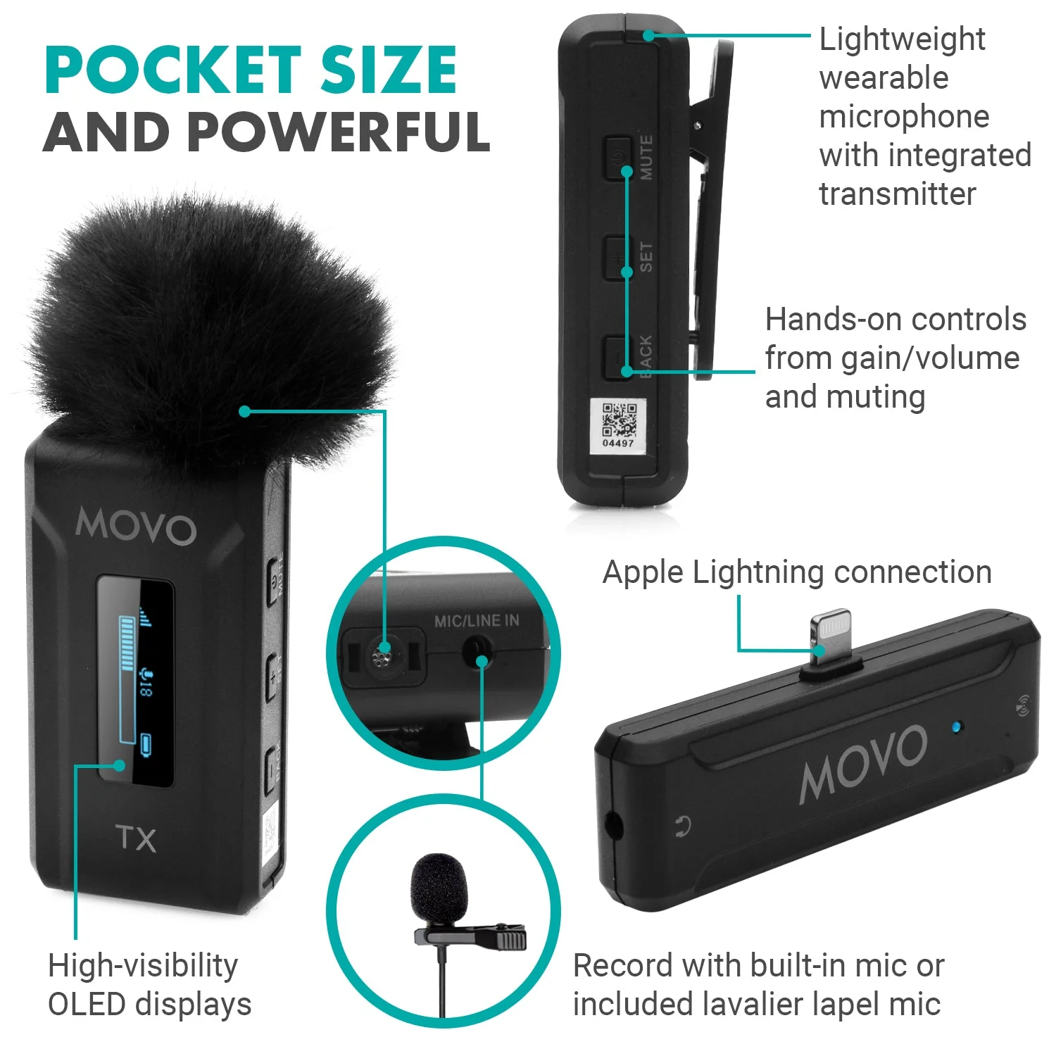 WMX-2-L-DUO | iPhone Wireless Lav Mic System | Movo - Image 5