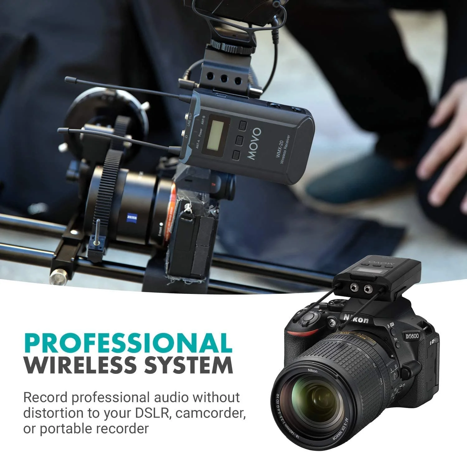 WMX-20-DUO | UHF Dual Wireless Lavalier Microphone System | Movo - Image 3