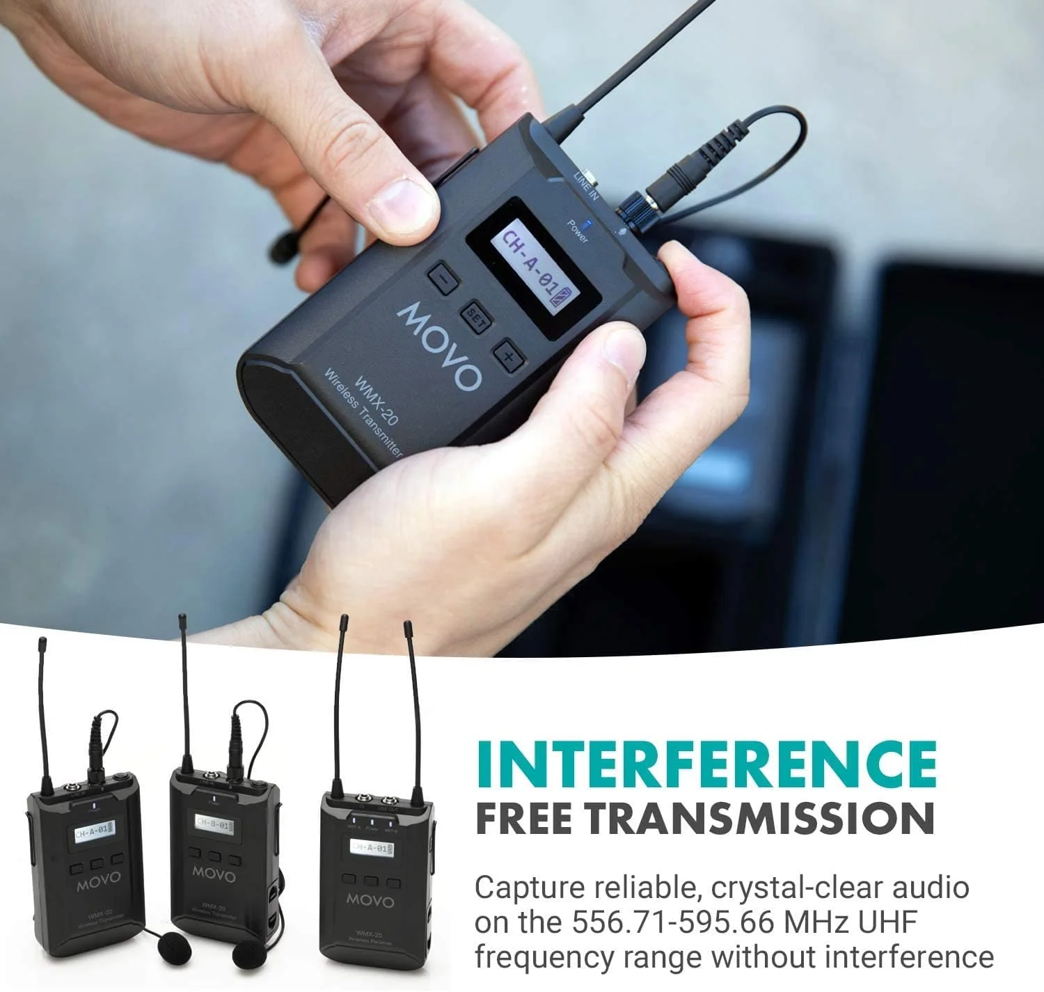 WMX-20-DUO | UHF Dual Wireless Lavalier Microphone System | Movo - Image 5
