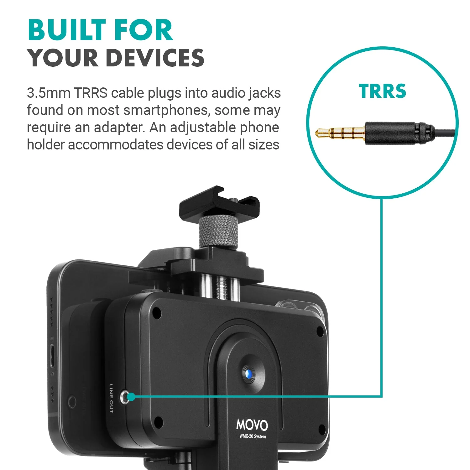 WMX-20-SP | Handheld Receiver for UHF Wireless Lav Mic System | Movo - Image 3