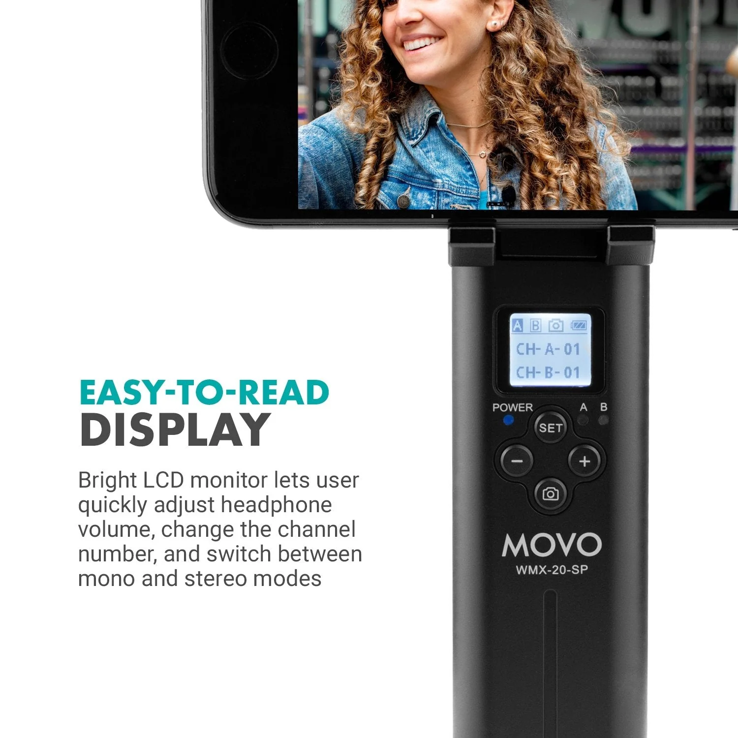 WMX-20-SP | Handheld Receiver for UHF Wireless Lav Mic System | Movo - Image 7
