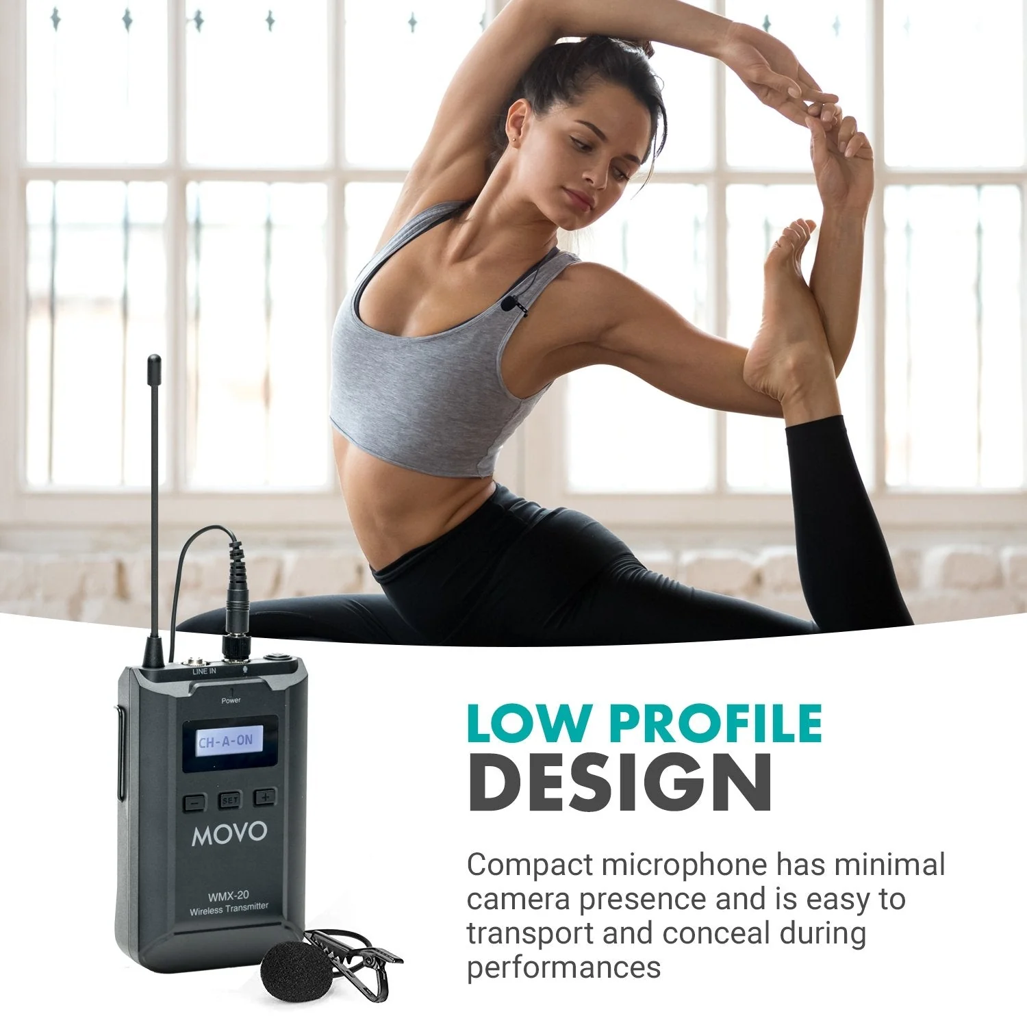 WMX-20-TX | Wireless UHF Lavalier Microphone with Transmitter | Movo - Image 3