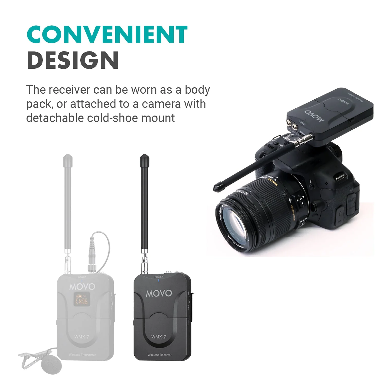 WMX-7-RX | VHF Wireless Receiver for WMX-7 Microphone System | Movo - Image 6