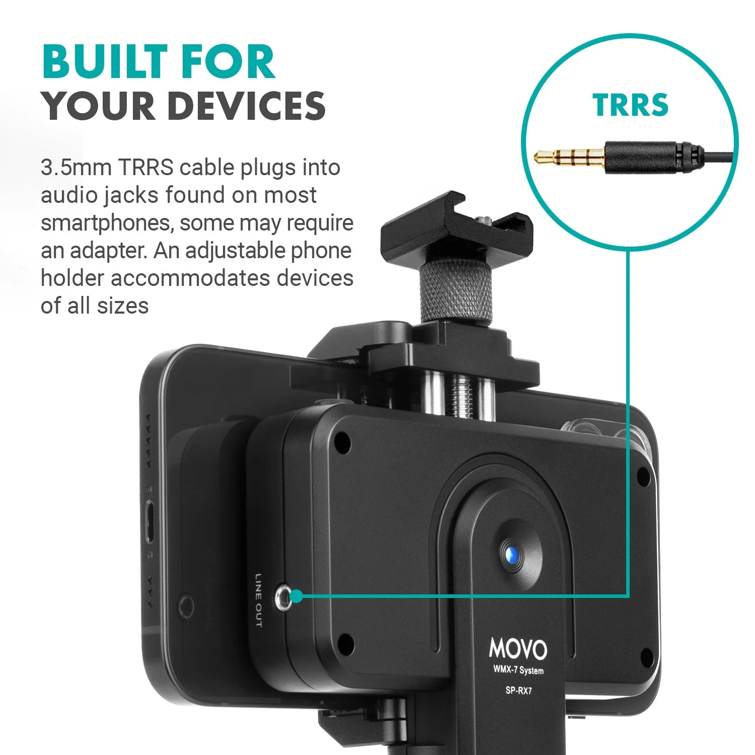 WMX-7-SP | Wireless VHF Lavalier Microphone Smartphone System | Movo - Image 4