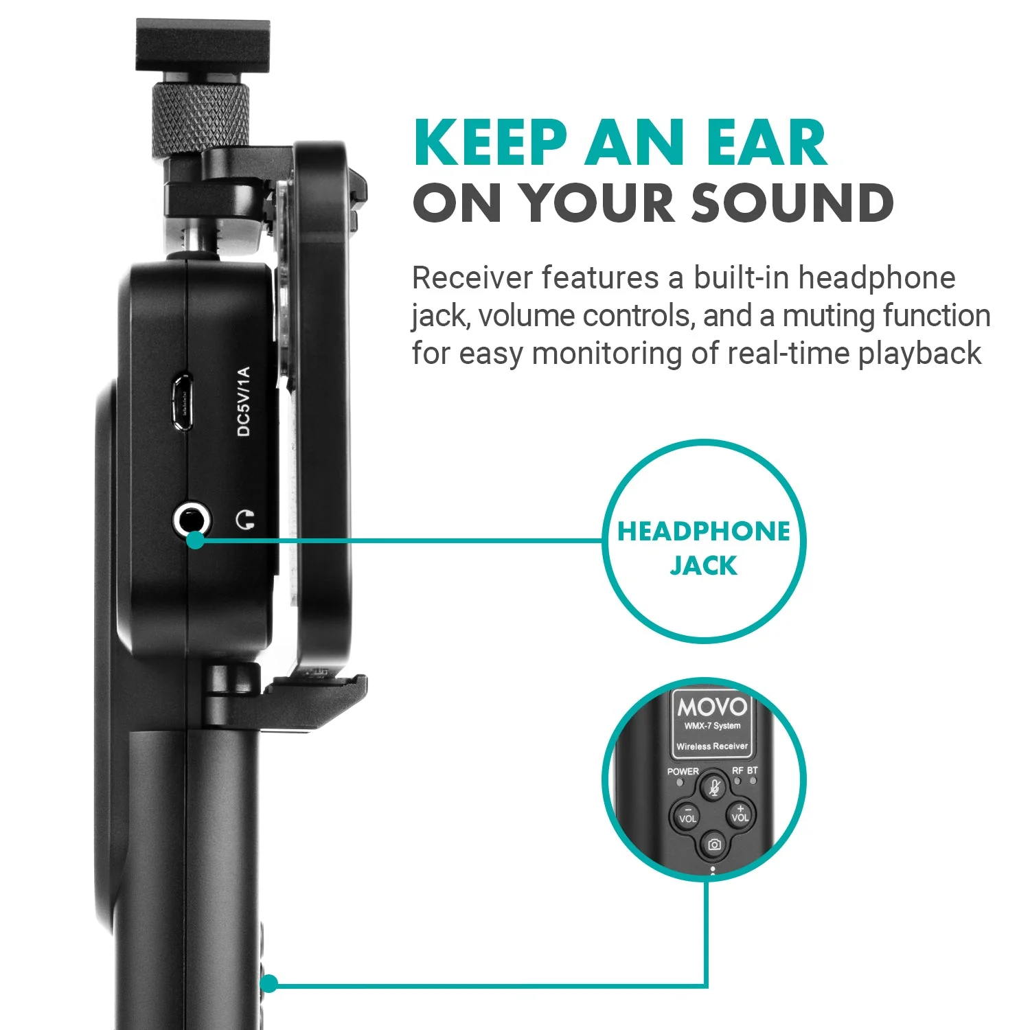 WMX-7-SP | Wireless VHF Lavalier Microphone Smartphone System | Movo - Image 6