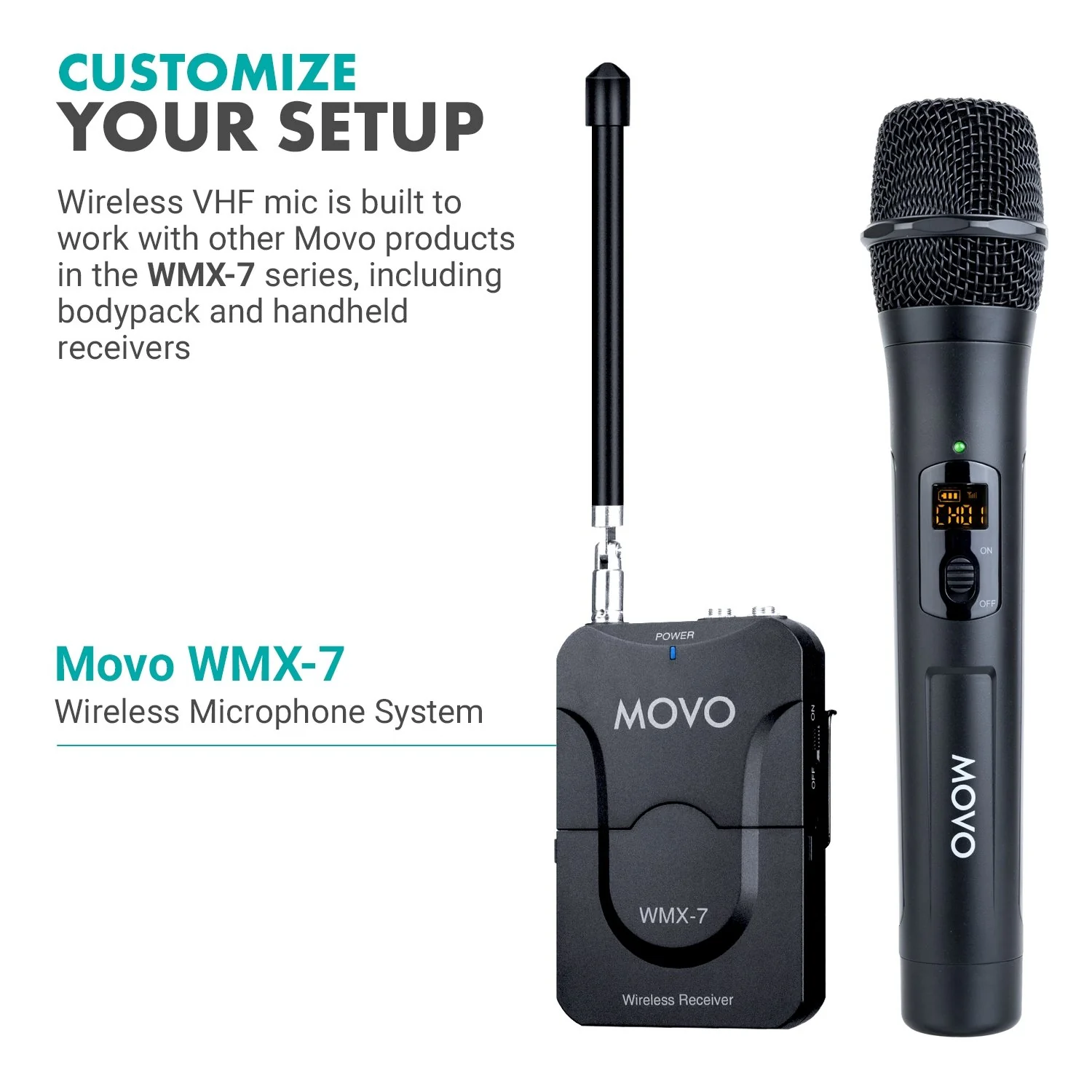 WMX-7-TH | Portable VHF Wireless Handheld Microphone | Movo - Image 3