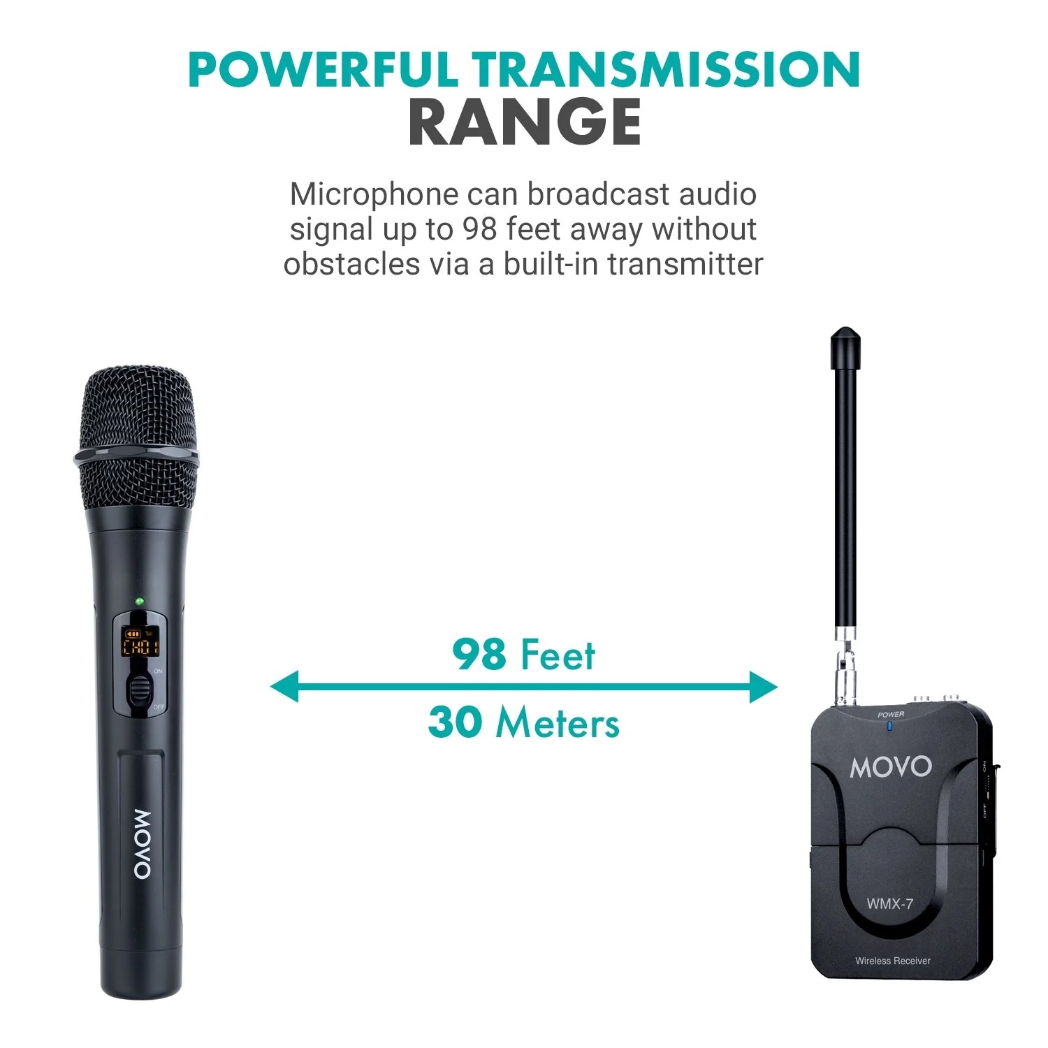 WMX-7-TH | Portable VHF Wireless Handheld Microphone | Movo - Image 5
