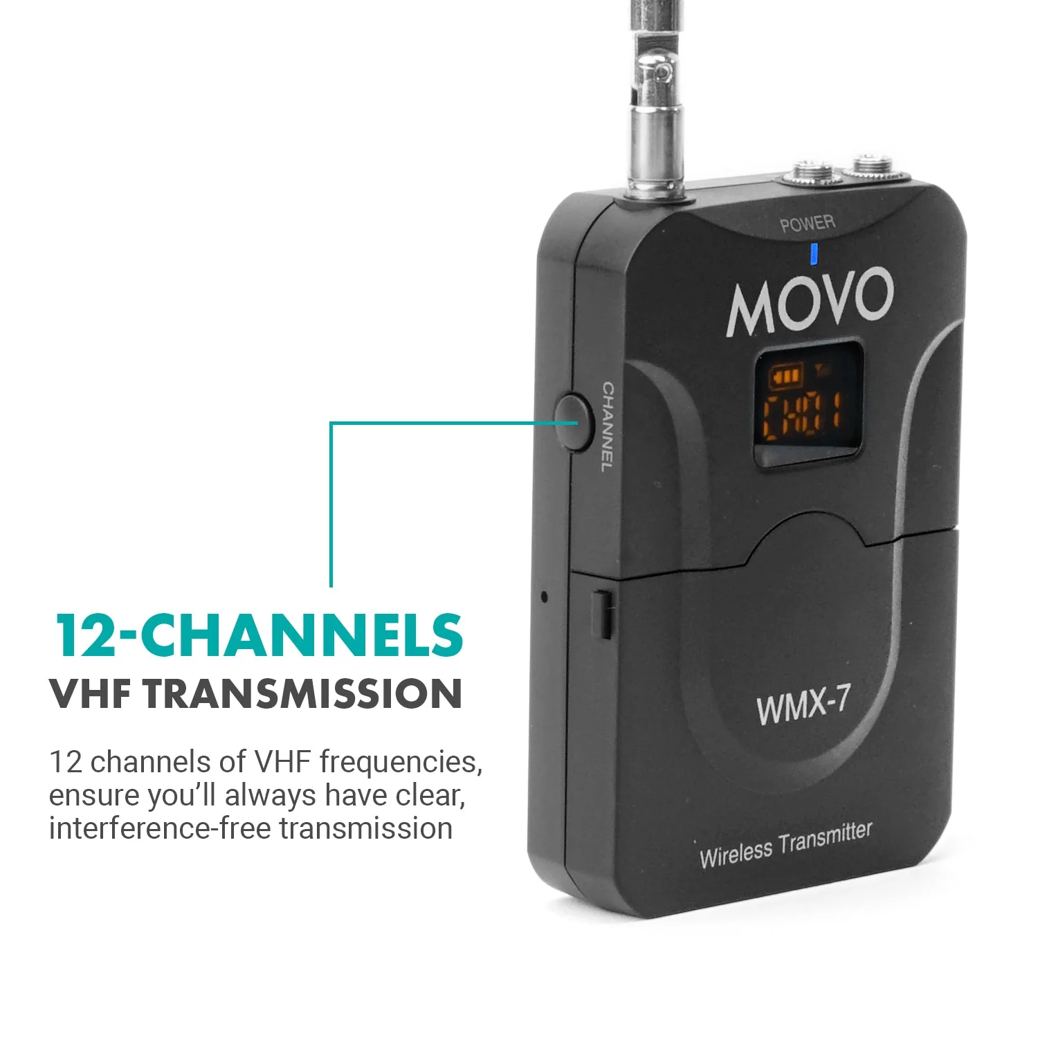 WMX-7-TX | Lavalier Microphone and Wireless Transmitter| Movo - Image 5