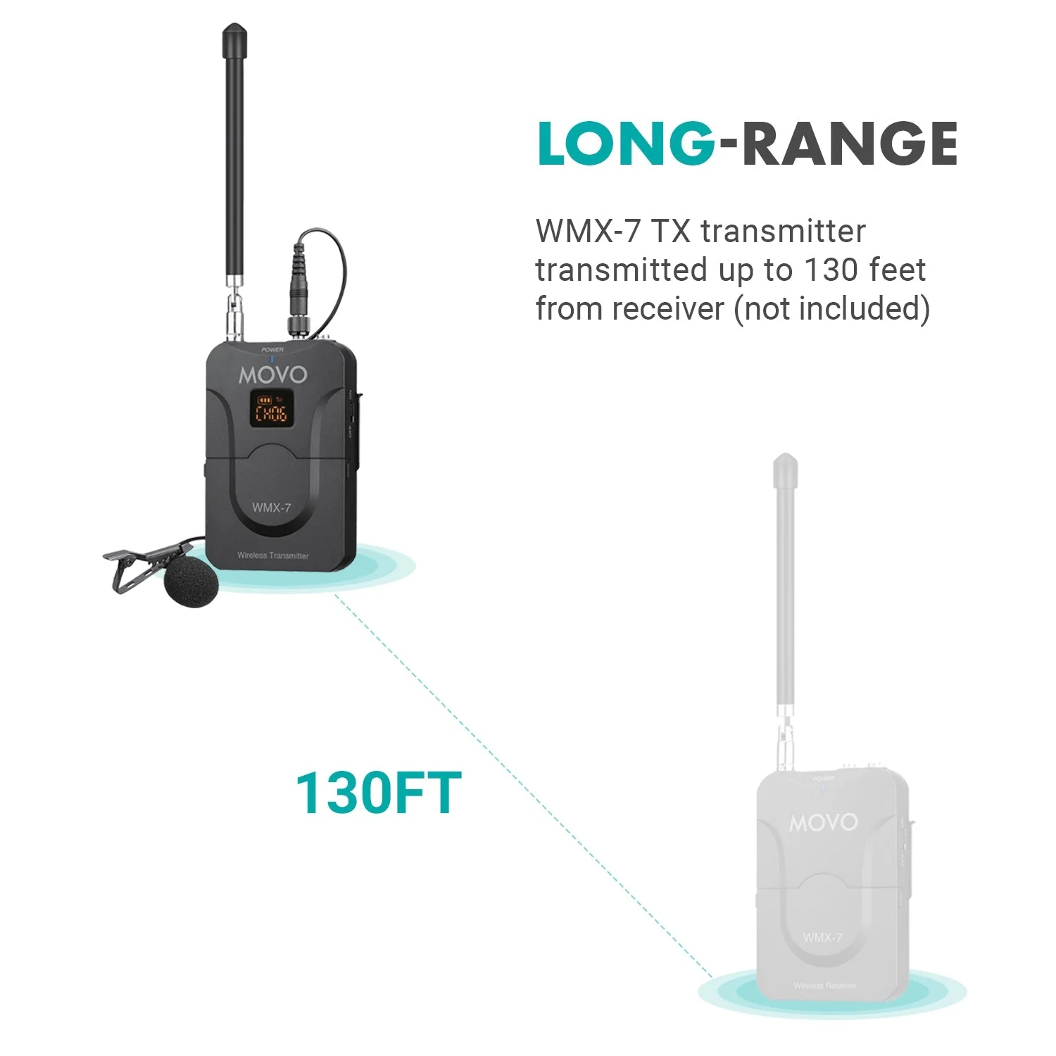 WMX-7-TX | Lavalier Microphone and Wireless Transmitter| Movo - Image 6