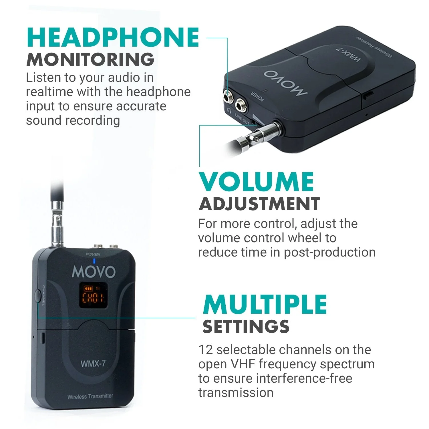 WMX-7 | VHF 12-Channel Wireless Microphone System | Movo - Image 6
